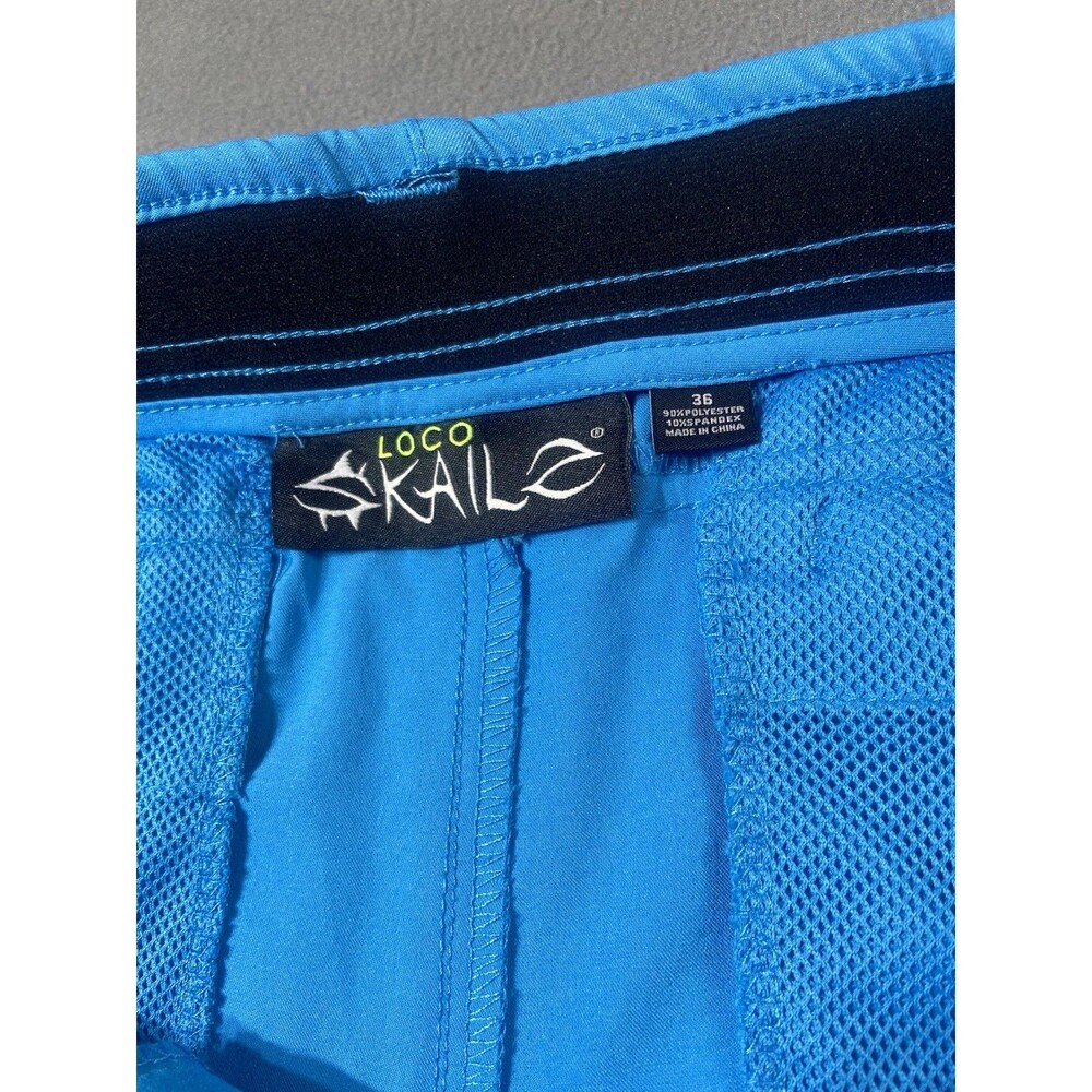 Loco Skail Blue Fishing Cargo Shorts Mens 36 Stretch Performance Zipper Pocket - Picture 3 of 12